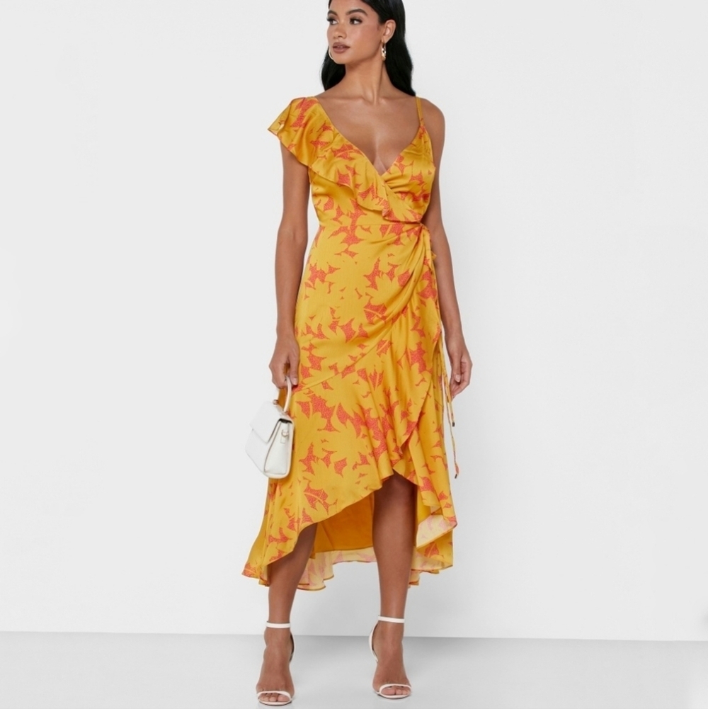 Ted Baker Saraaa Asymmetric Ruffle Wrap Dress midi flounce size 4 - 6 NEW NWT